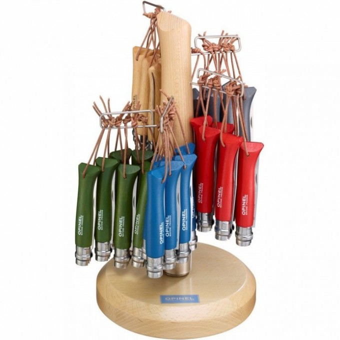 Набор-дисплей 60 шт: нож Opinel №8, нержавеющая сталь, синий/зеленый/красный/серый/бесцветный 001722